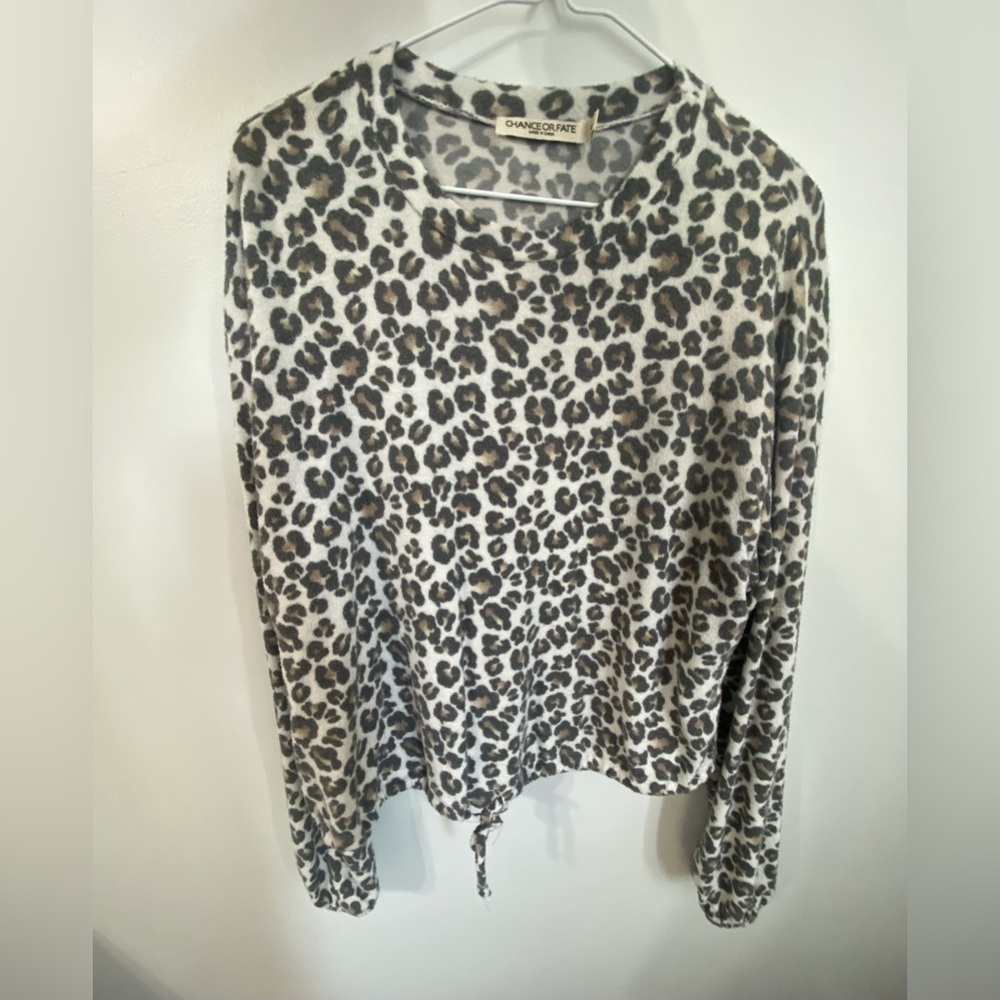 Chance or fate long sleeve cheetah shirt with tie